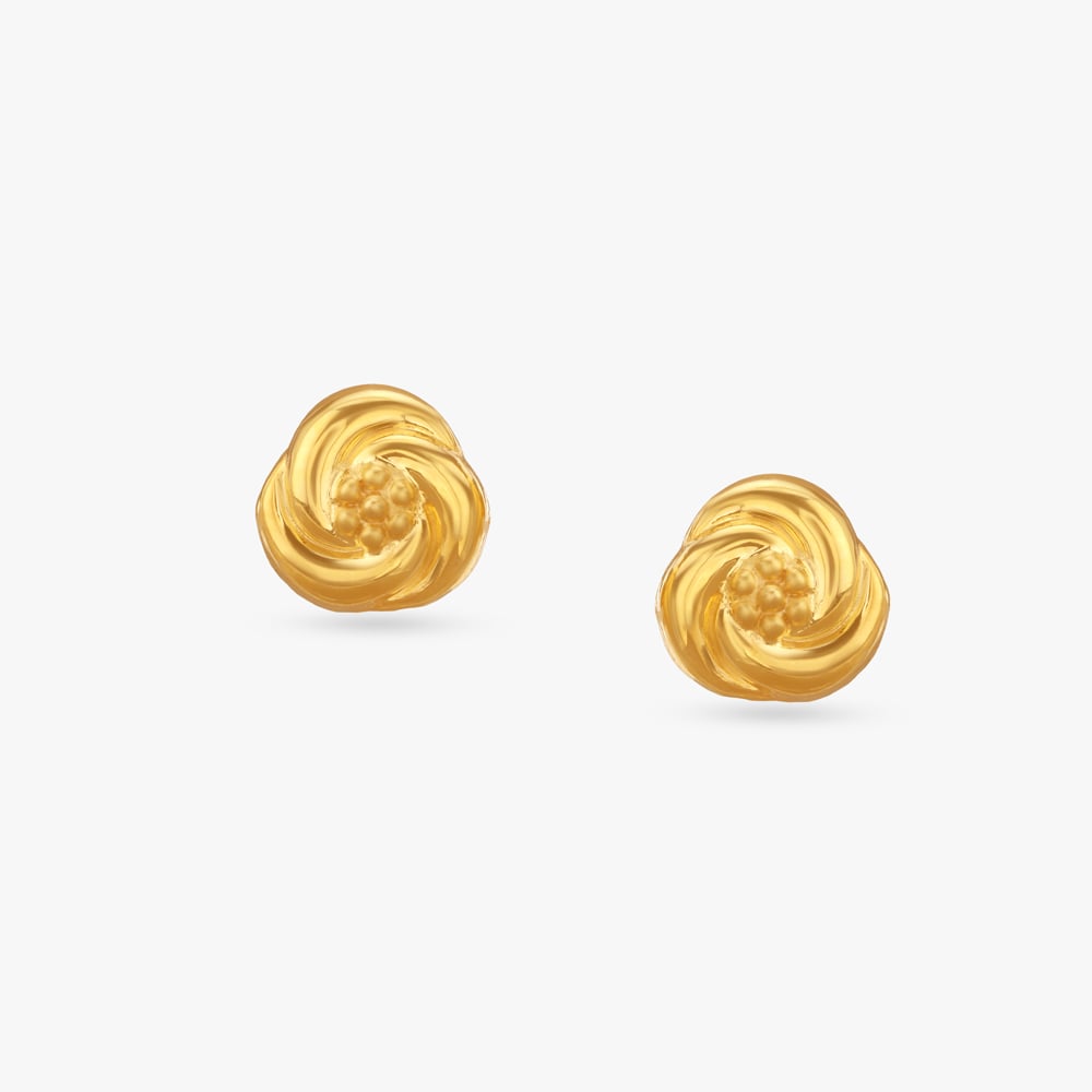 Swirl Bloom Gold Stud Earrings,,hi-res image number null
