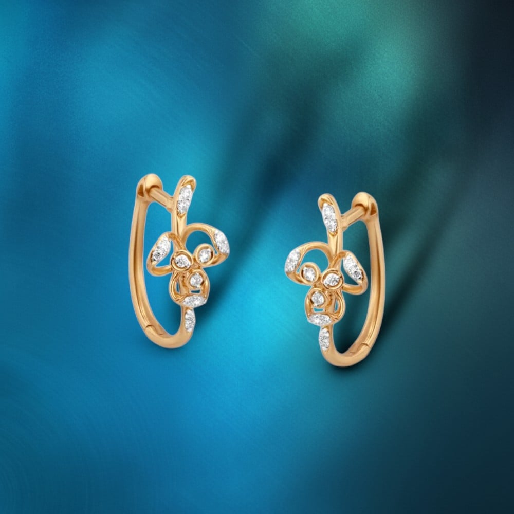 Petal Loop Diamond Hoop Earrings,,hi-res image number null