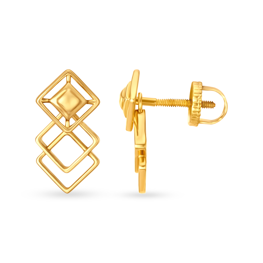 

Contemporary Yellow Gold Rhombus Stud Earrings