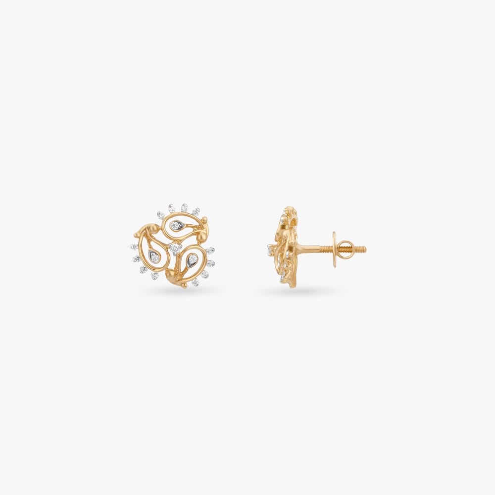 Twirl Crest Diamond Stud Earrings,,hi-res image number null