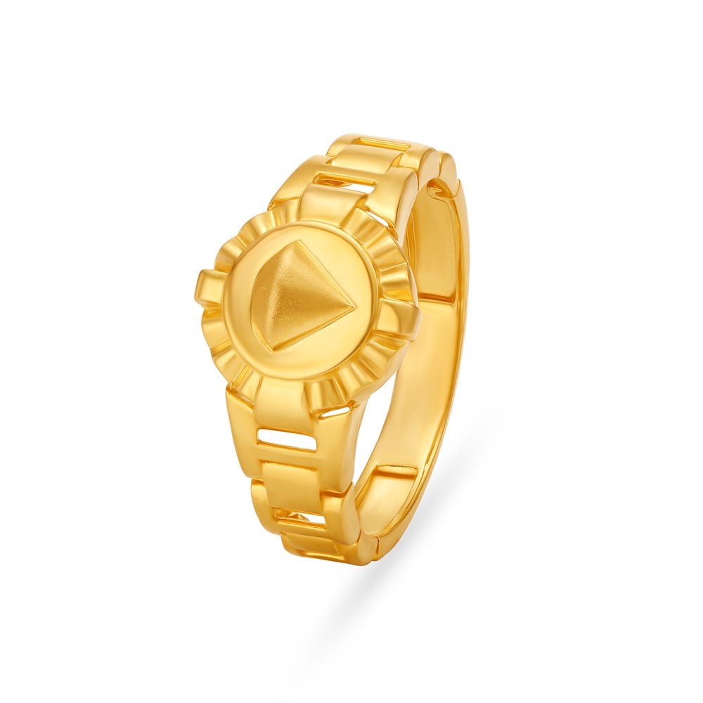 Massive Diamond Engraved Gold Finger Ring For Men,,hi-res image number null