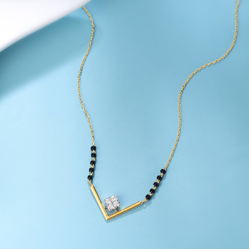 Geometric Allure 14KT Gold & Diamond Necklace,,hi-res image number null