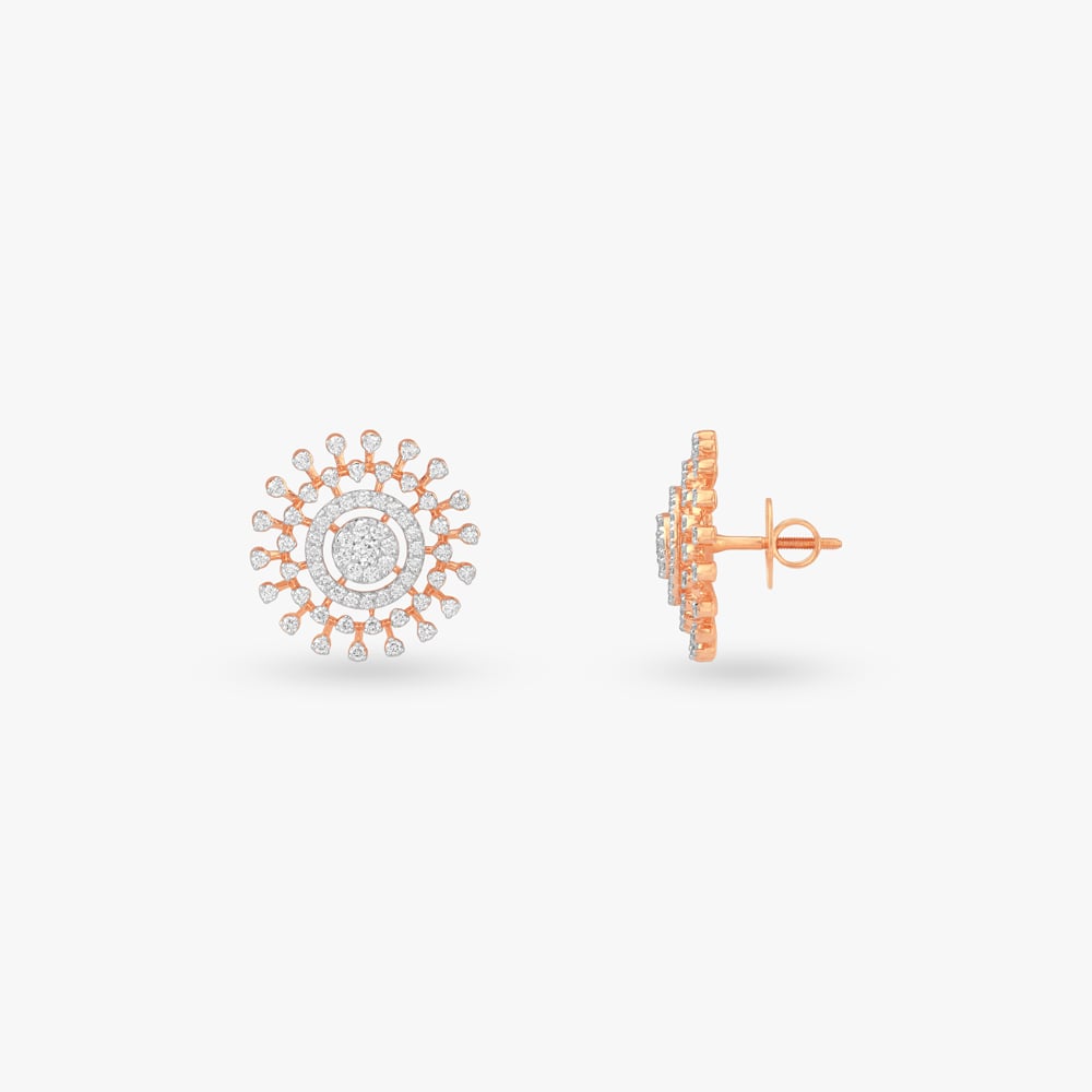 Solar Crown Diamond Stud Earrings,,hi-res image number null