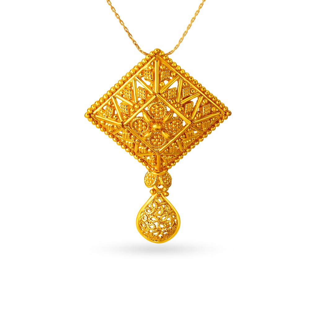Opulent Gold Rhombus Pendant Set,,hi-res image number null