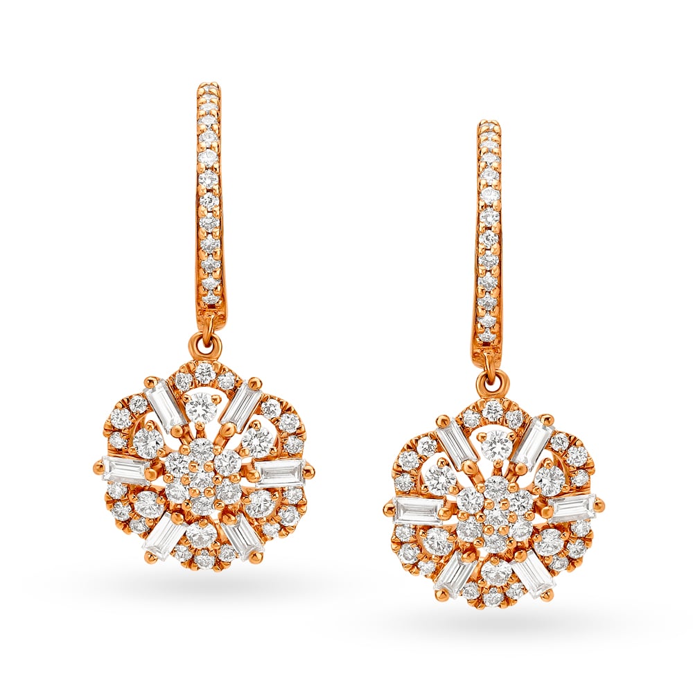 Ethereal 18 Karat Rose Gold And Diamond Floral Hoops,,hi-res image number null