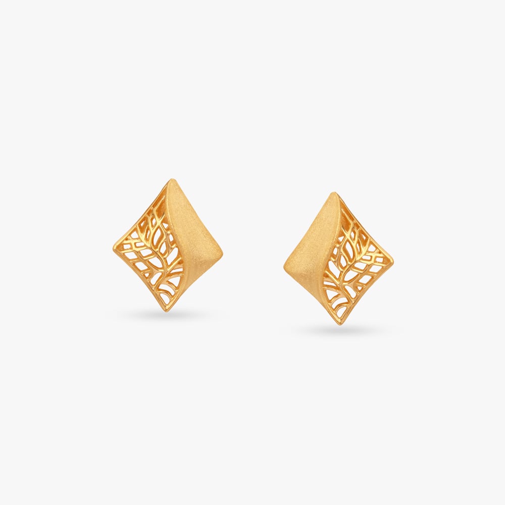 Gilded Veil Gold Stud Earrings,,hi-res image number null