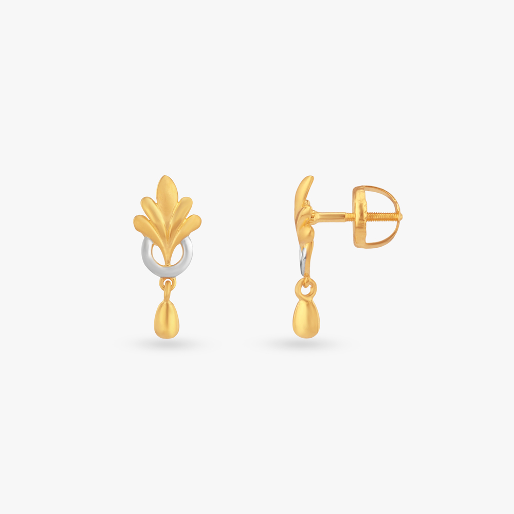 Ornate Leaf Gold Drop Earrings,,hi-res image number null