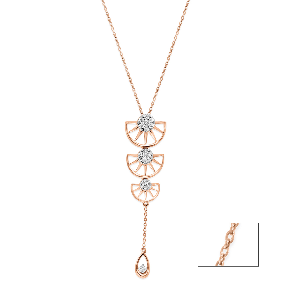 14 KT Lustrous Diamond Pendant with Chain
