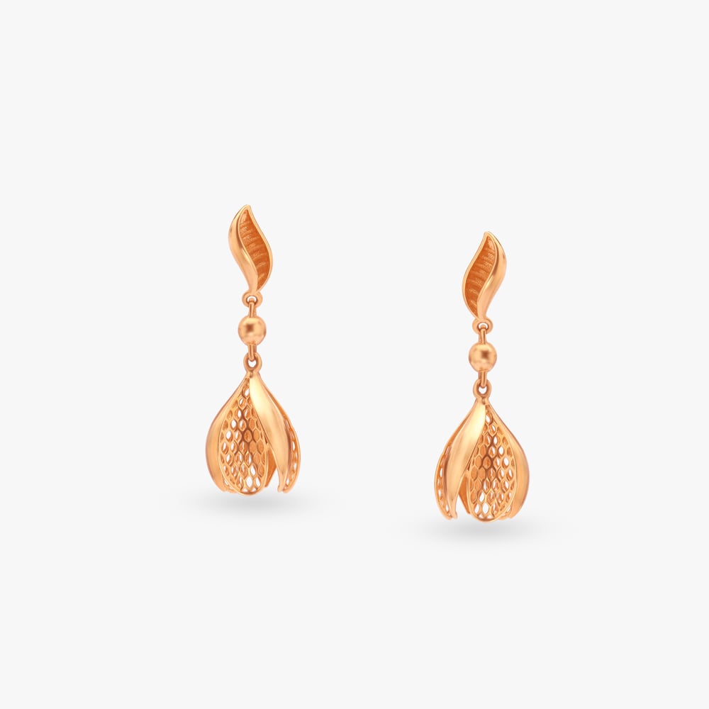 

Honeycomb Bloom Gold Jhumka Earrings