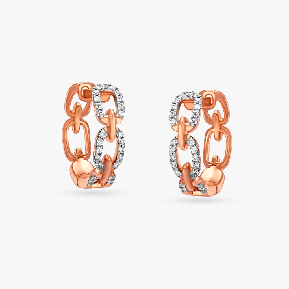Elegant Link Diamond Hoop Earrings,,hi-res image number null