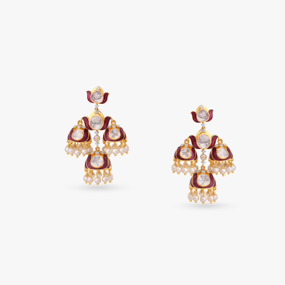 Enamel Glow Diamond Jhumka Earrings,,hi-res image number null