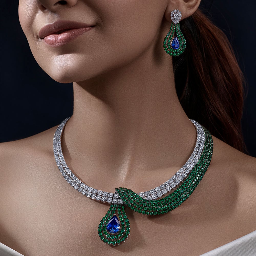 Regal Plumage Diamond Necklace Set,,hi-res image number null