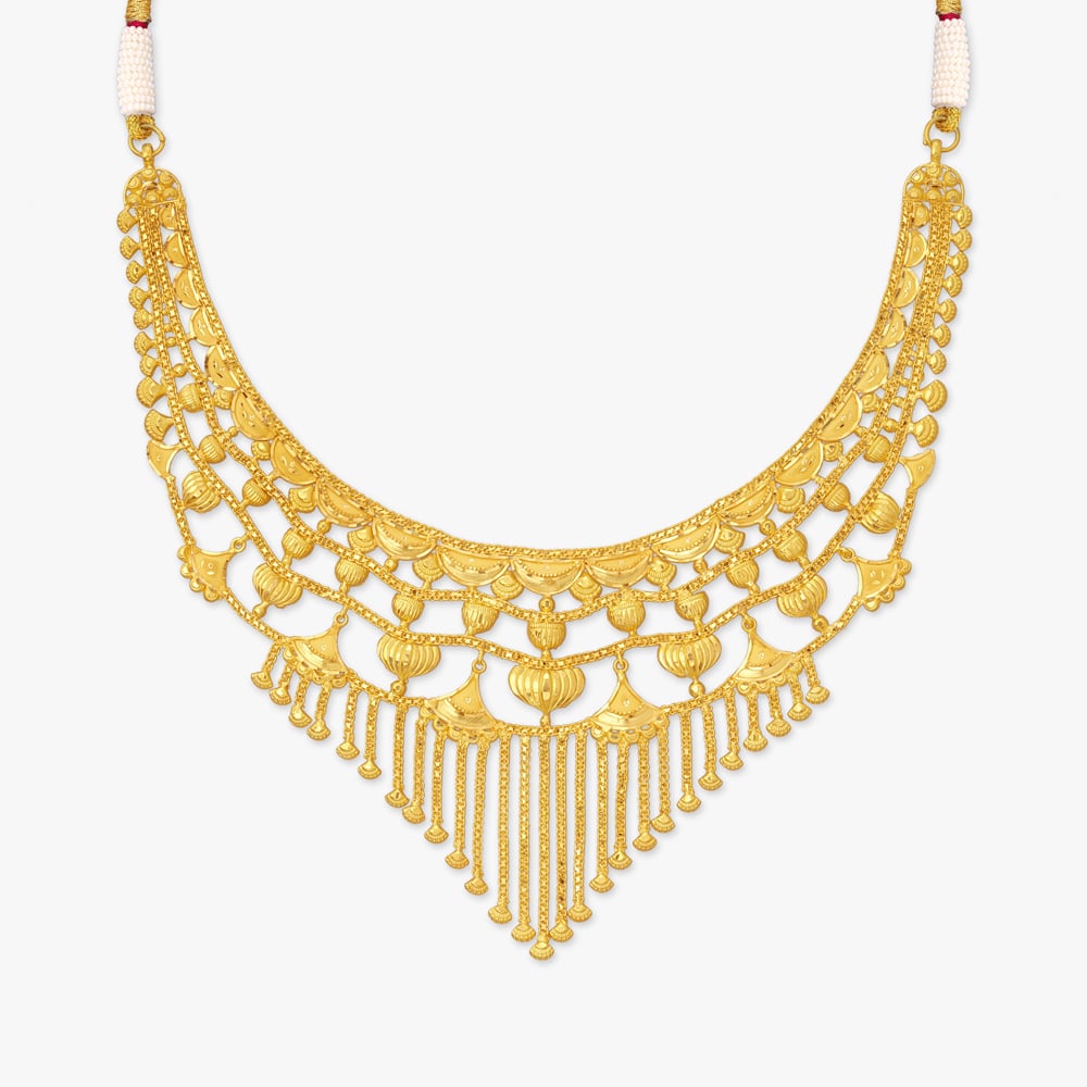 Jhalar Drape Gold Necklace Set,,hi-res image number null