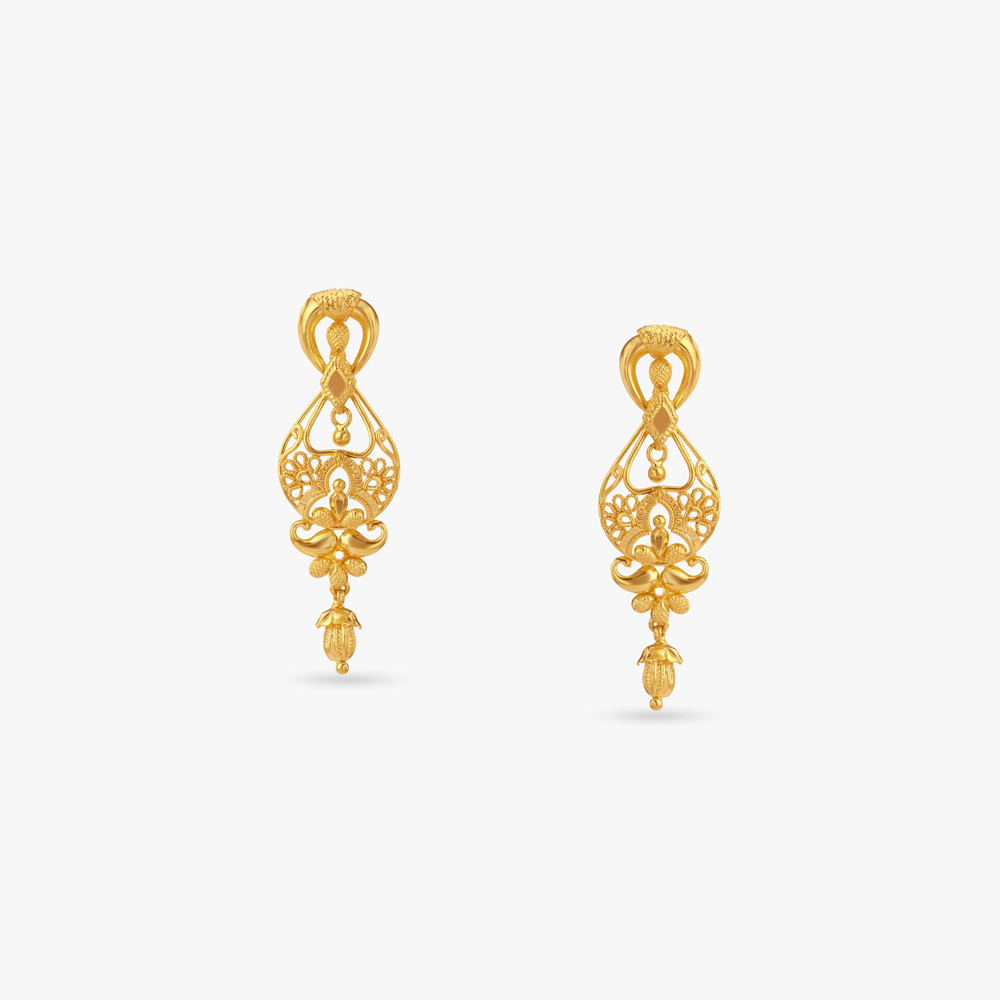 

Floral Cascade Gold Drop Earrings