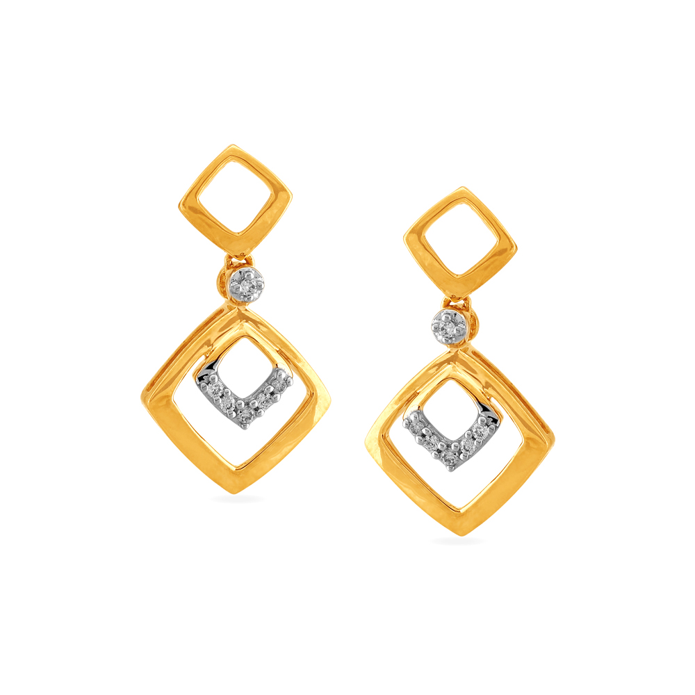 Contemporary Diamond Drop Earrings,,hi-res image number null