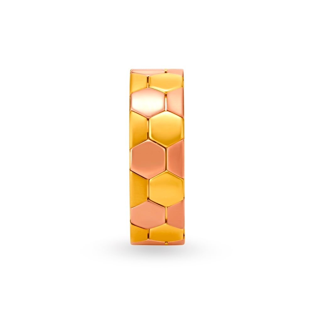 Hexagonal Ring in Yellow and Rose Gold,,hi-res image number null