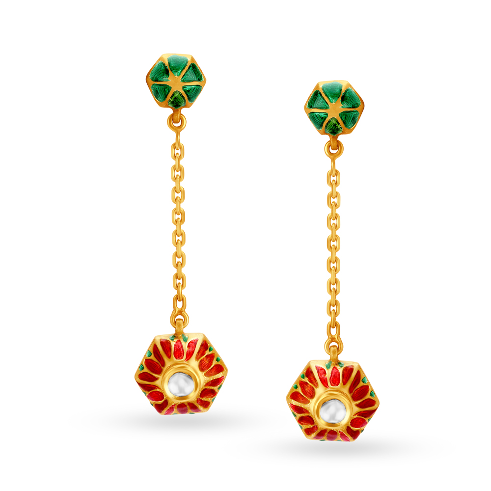 Enchanting Gold and Kundan Polki Chandelier Drop Earrings,,hi-res image number null