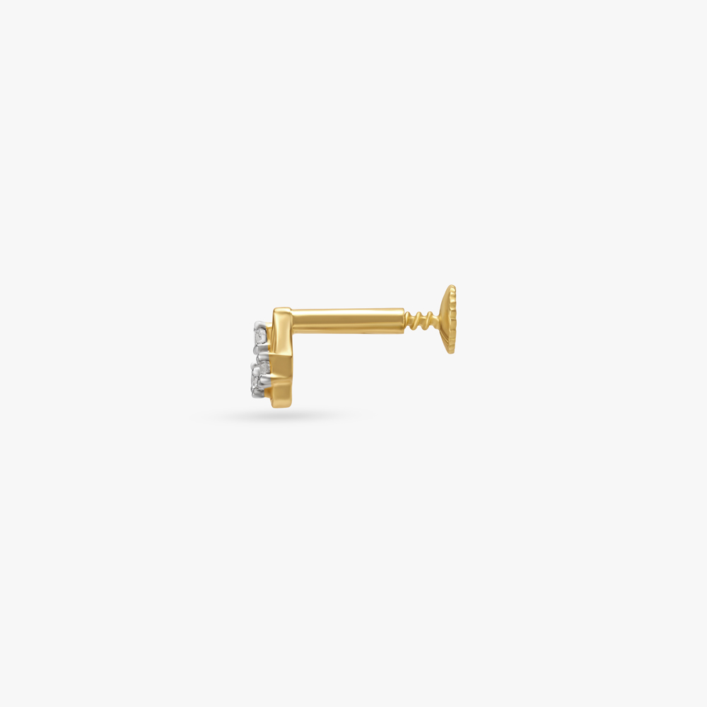 Fancy Gold and Diamond Nose Pin,,hi-res image number null