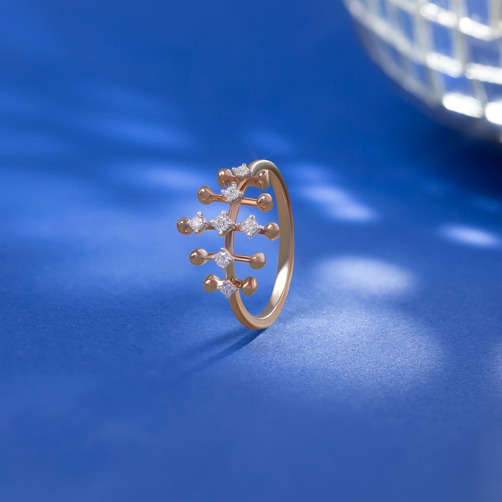 Retro Diva Gold & Diamond Finger Ring,,hi-res image number null