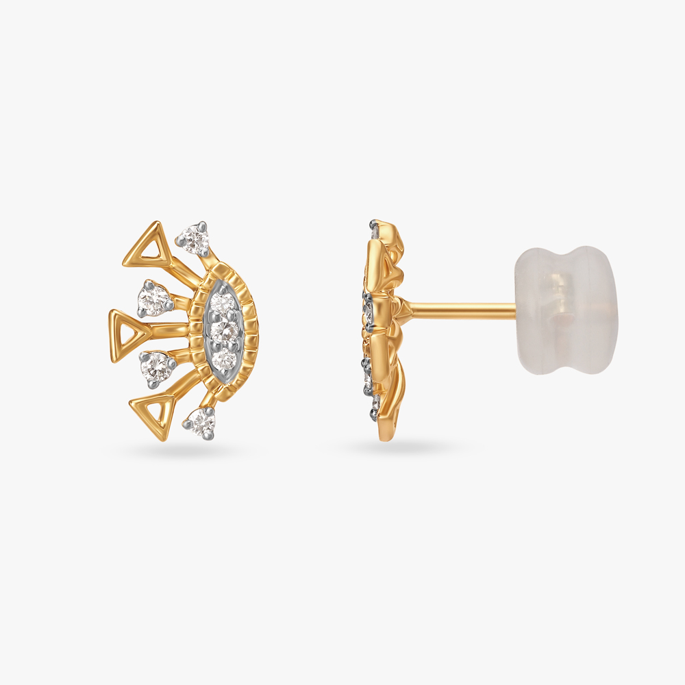 Golden Gleam Sunburst Diamond Stud Earrings,,hi-res image number null