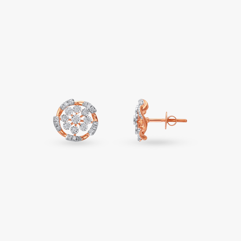 Spiral Bloom Diamond Stud Earrings,,hi-res image number null