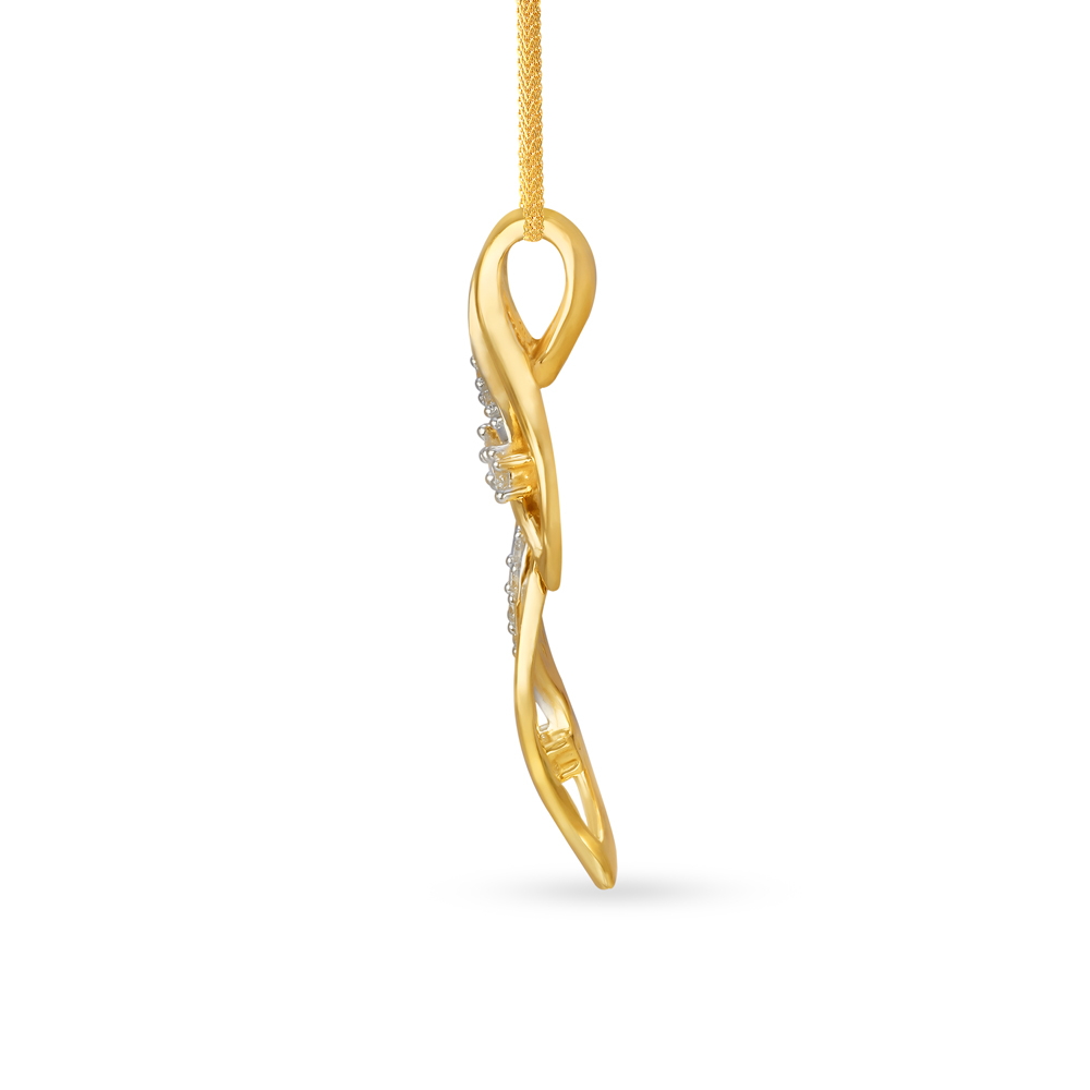 Diamond Leaf Design Slider Pendant 9ct Yellow Gold main image 1