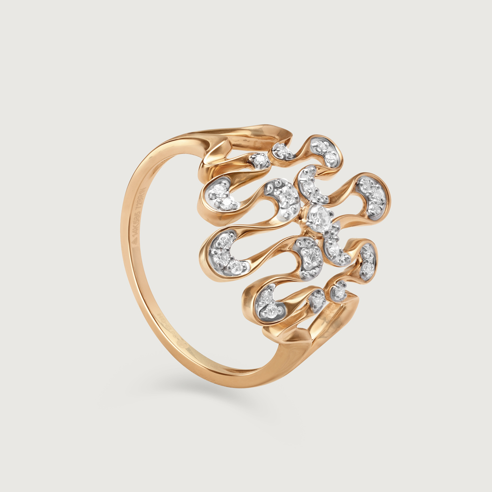 Twisting Tide 14 Kt Gold & Diamond Ring,,hi-res image number null