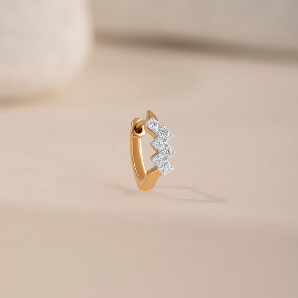 Lippan Glamour Gold & Diamond Nose Pin,,hi-res image number null