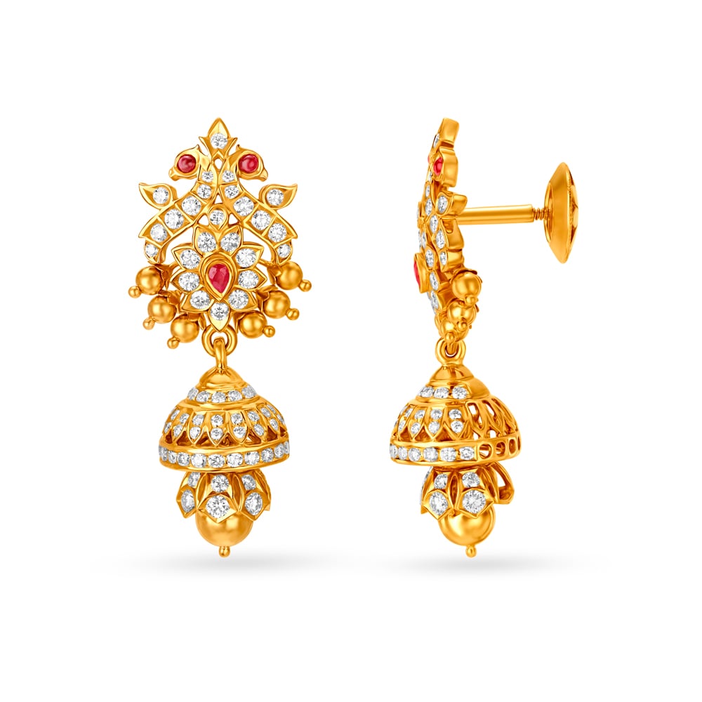 Graceful Diamond Jhumka Earrings,,hi-res image number null