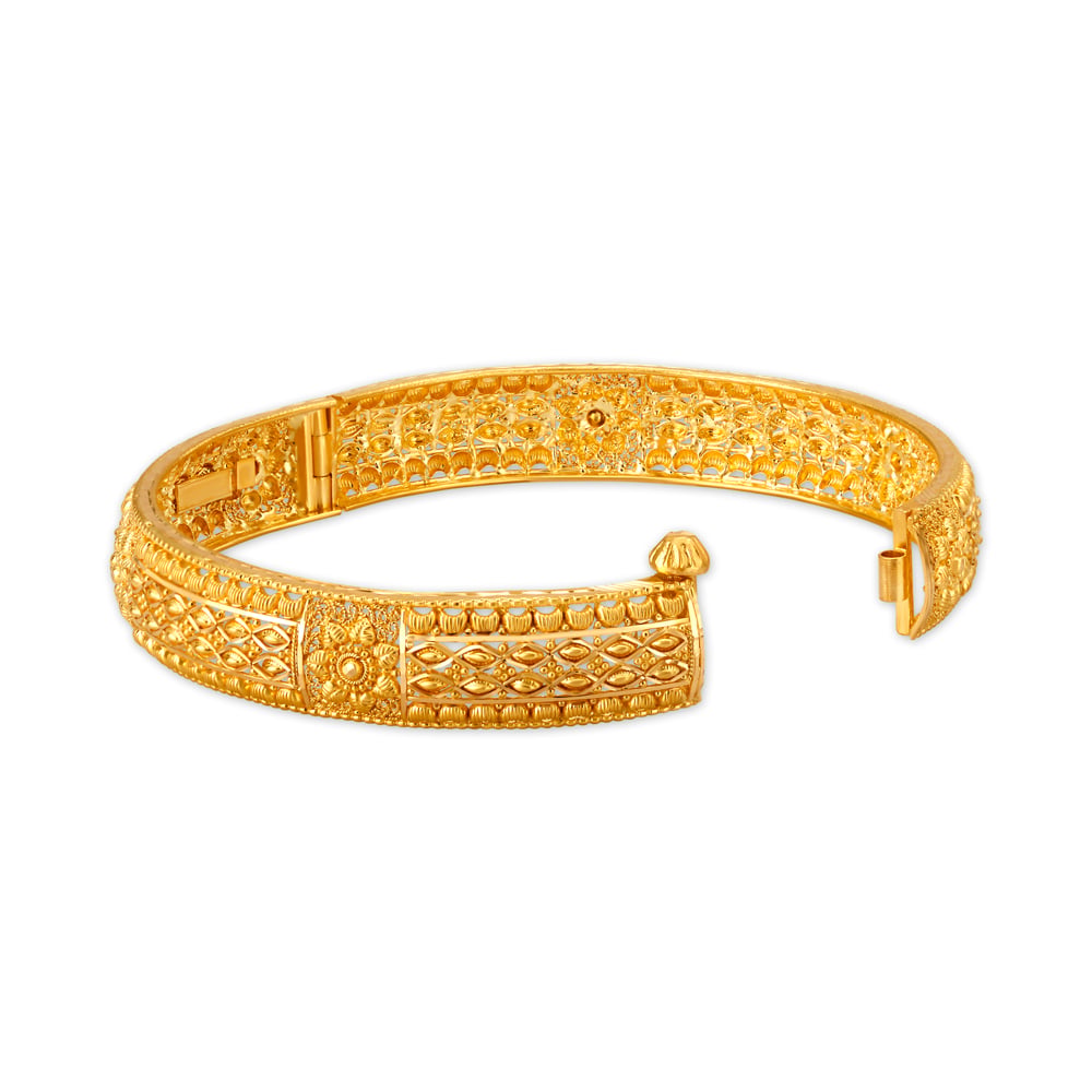 Lavish 22 Karat Yellow Gold Rhombus Bead Bangle,,hi-res image number null