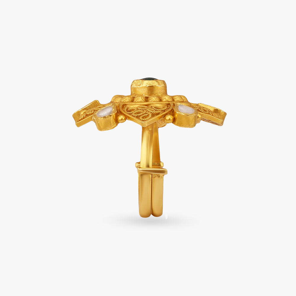 Ornate Rosette Gold Finger Ring,,hi-res image number null