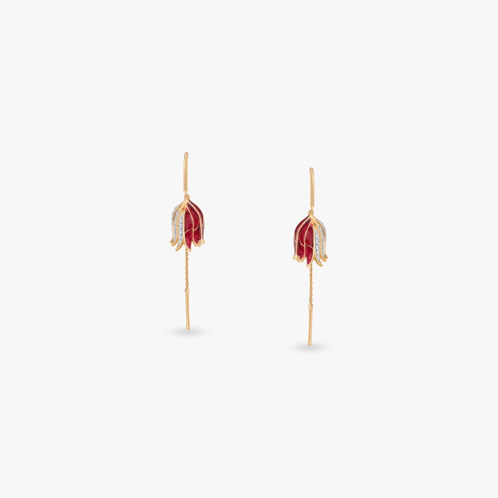 Crimson Wing Diamond Hoop Earrings,,hi-res image number null