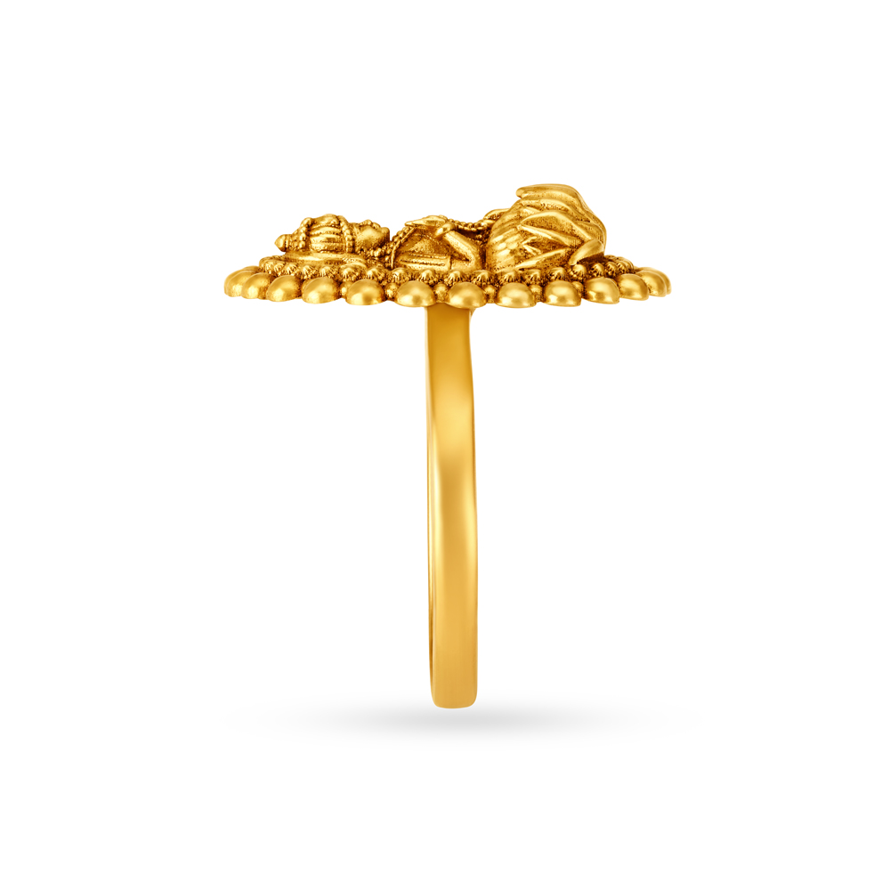 Goddess Laxmi Rawa Work Finger Ring,,hi-res image number null