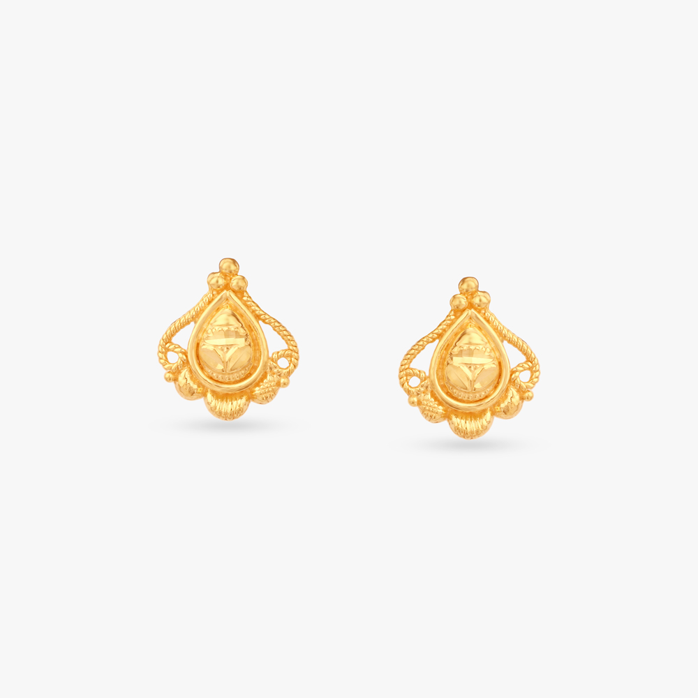 

Tiny Crown Gold Stud Earrings For Kids
