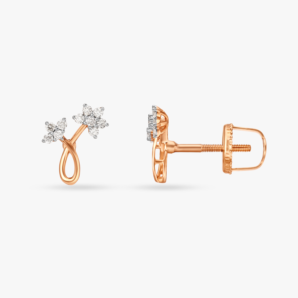 Leafy Elegance Diamond Stud Earrings,,hi-res image number null