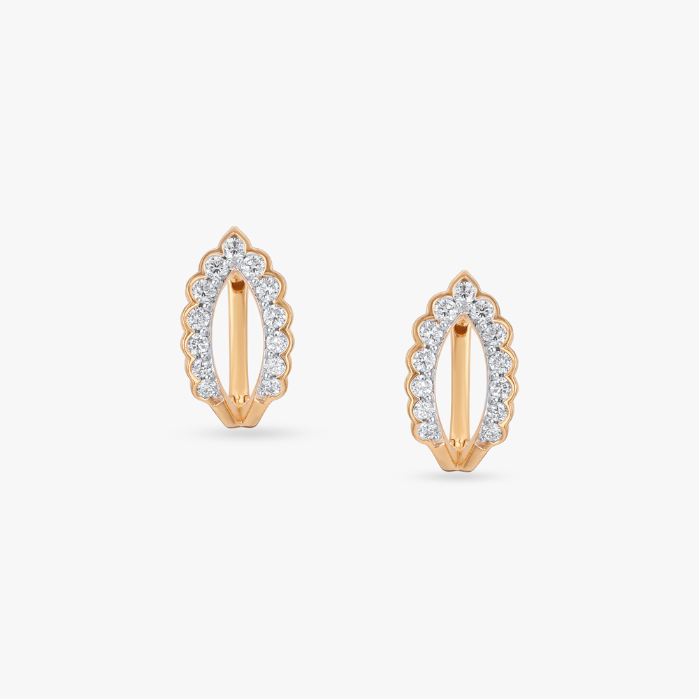 Delicate Petal Diamond Hoop Earrings,,hi-res image number null