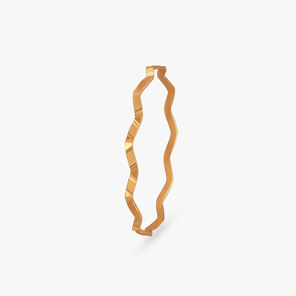 Sculpted Zigzag Gold Bangle,,hi-res image number null