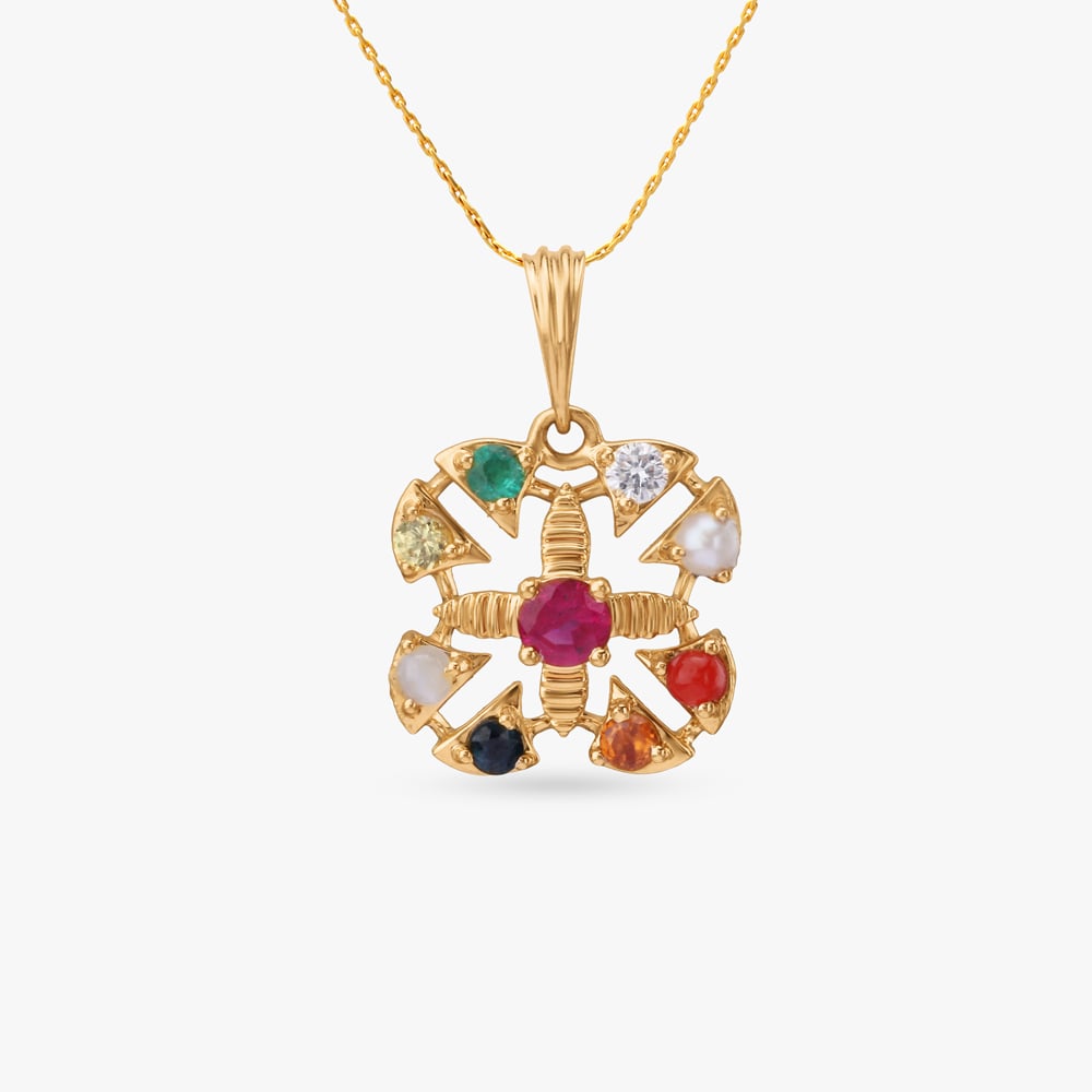 

Starlit Navratna Diamond Pendant
