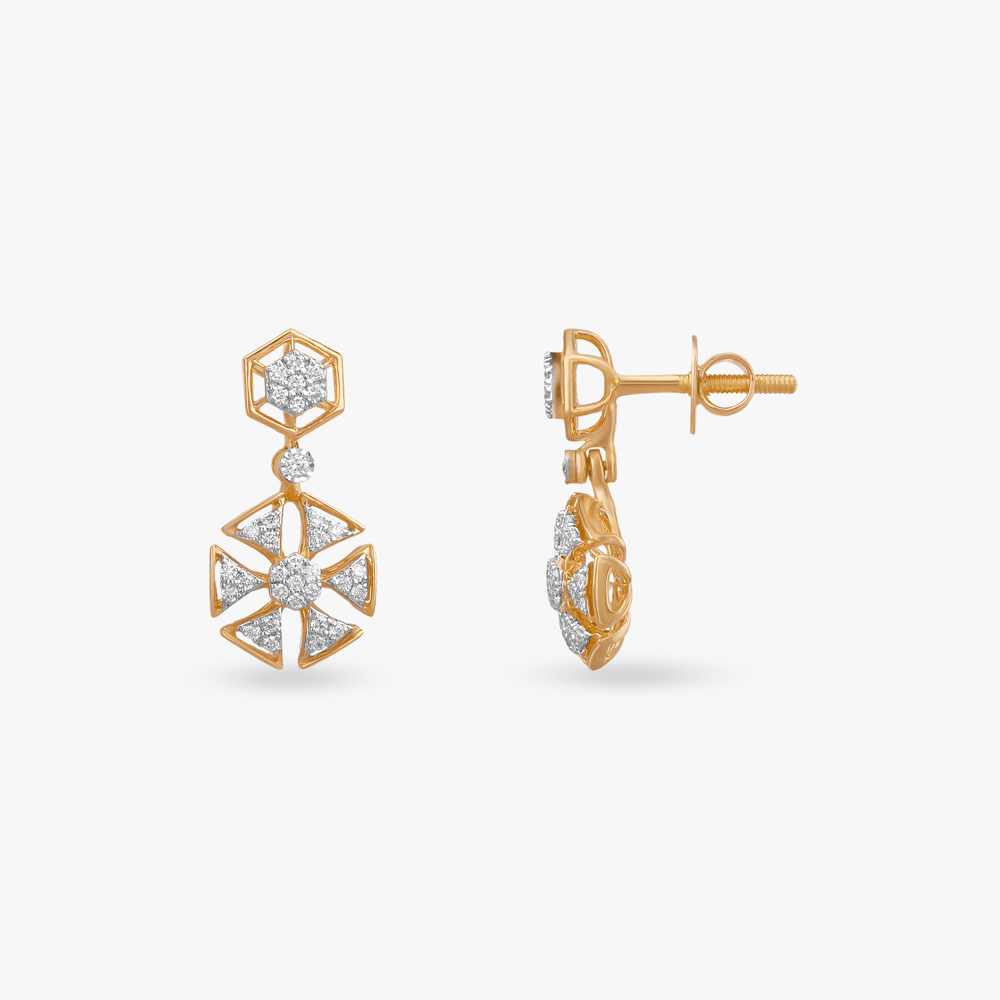 Stellar Hexa Diamond Drop Earrings,,hi-res image number null