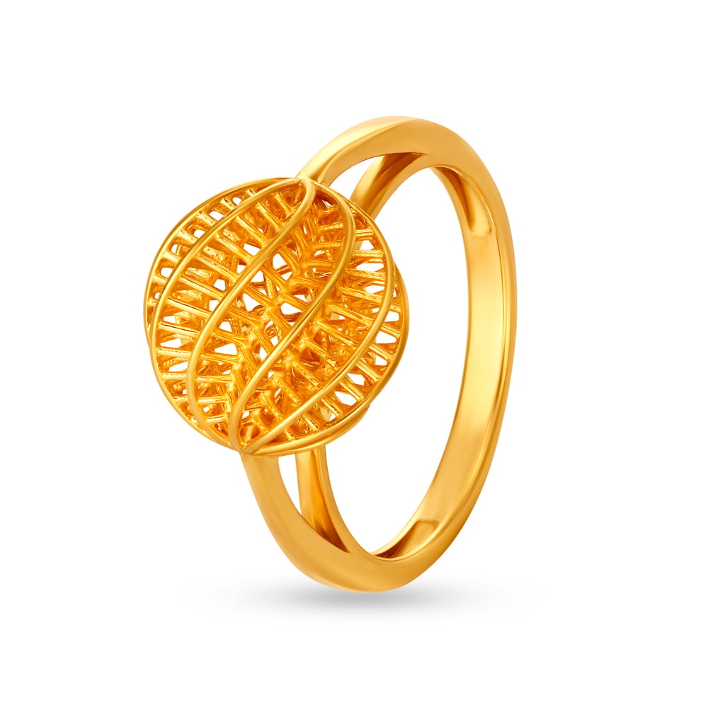 Abstract Ridge Gold Ring