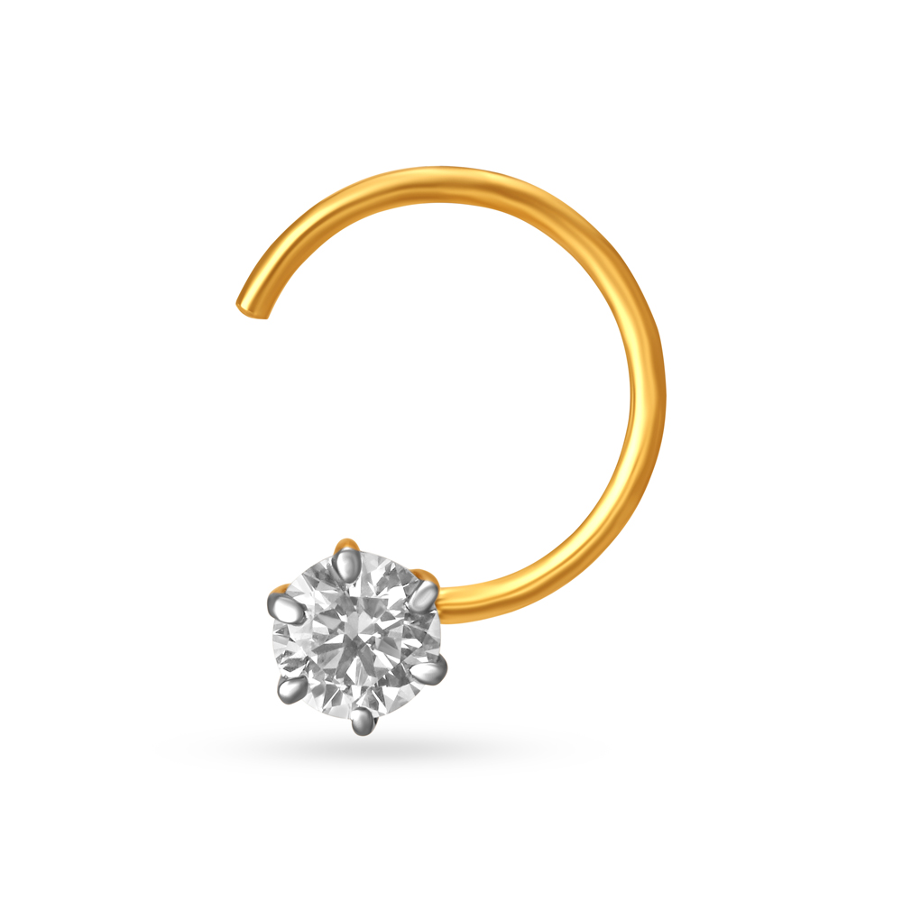 Pristine Stately Gold and Diamond Nose Pin