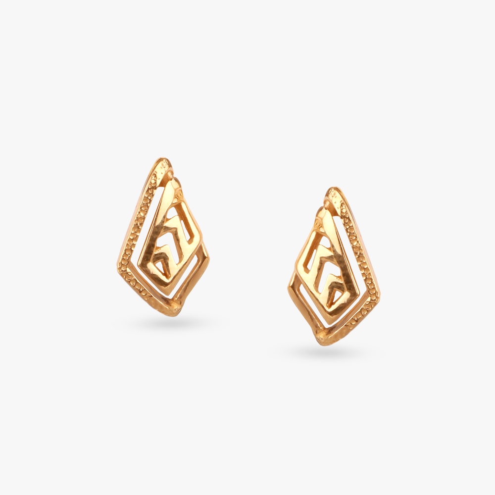 Geometric Chevron Gold Pendant and Earrings Set,,hi-res image number null