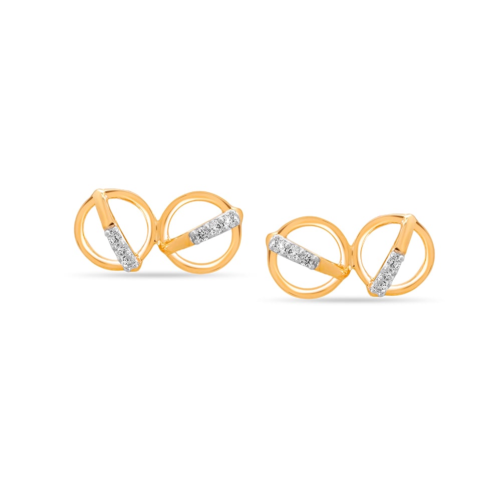 14 KT Yellow Gold Delicate Radians Diamond Stud Earrings