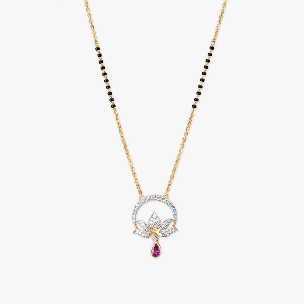 Serenity Lotus Diamond Mangalsutra,,hi-res image number null