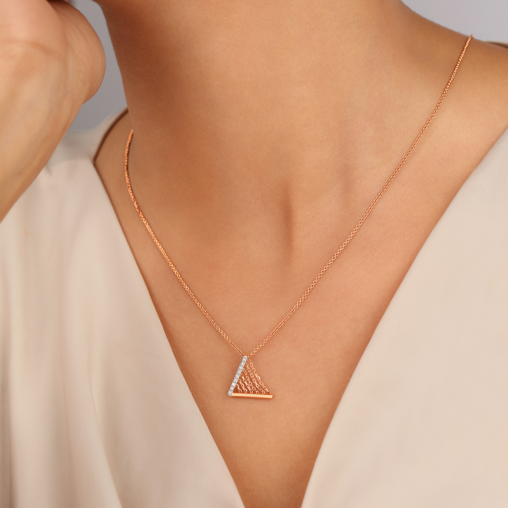 14KT Rose and Gold Triangle Pendant,,hi-res image number null