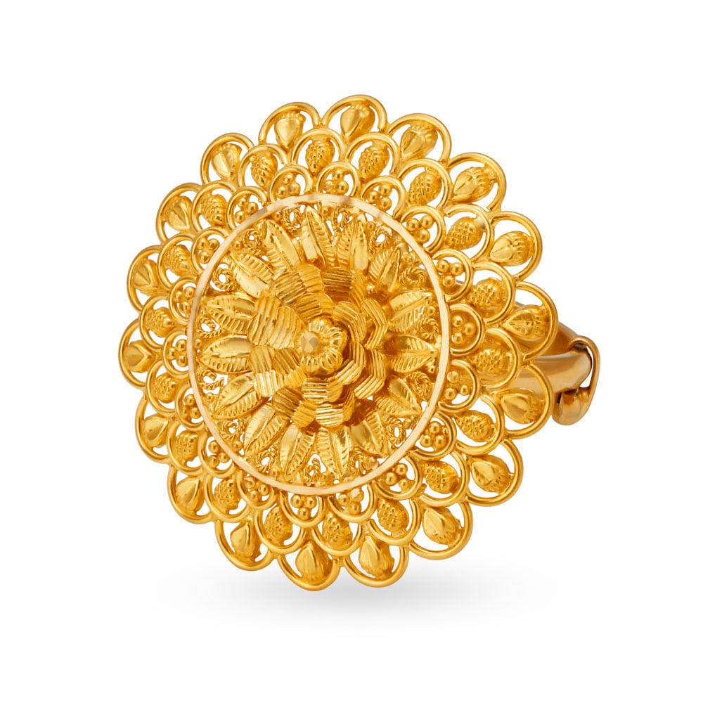 Majestic Floral Gold Finger Ring,,hi-res image number null