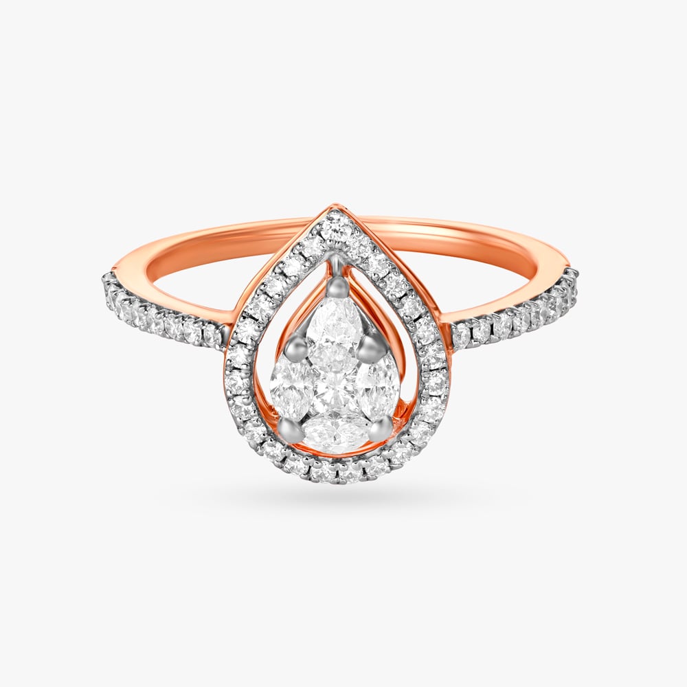 Dazzling Diamond Teardrop Cluster Ring