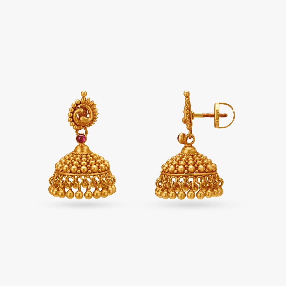 Traditional Glam Peacock Jhumkas,,hi-res image number null
