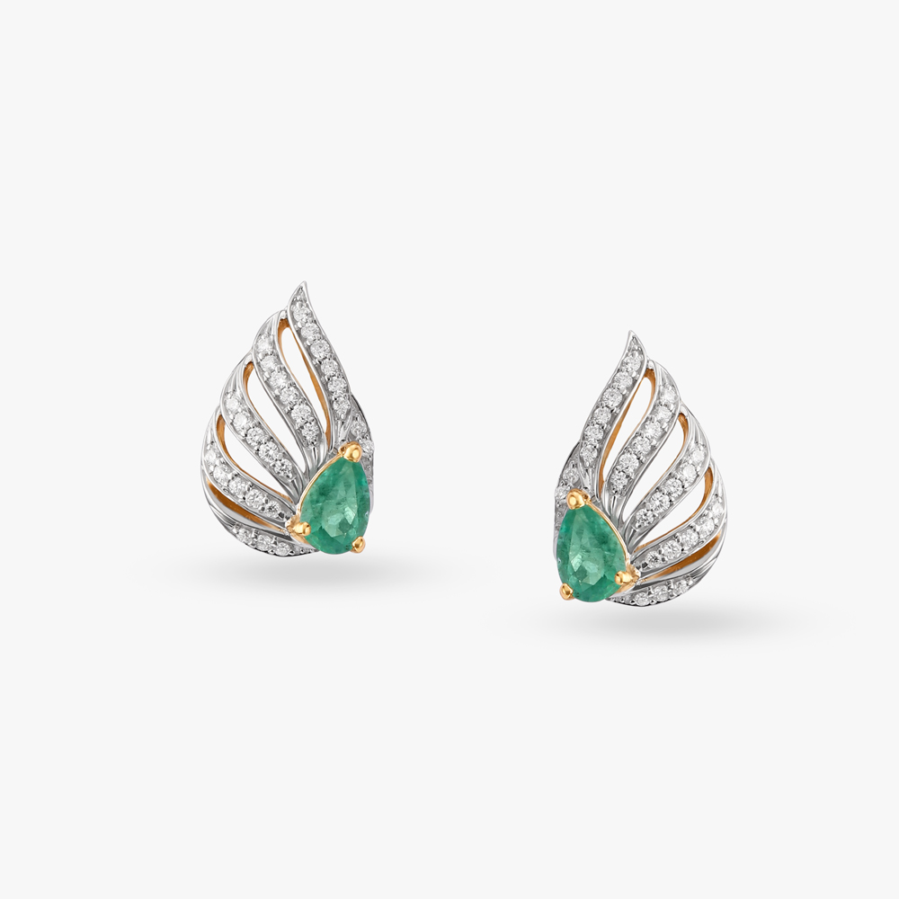 Timeless Diamond and Emerald Stud Earrings,,hi-res image number null