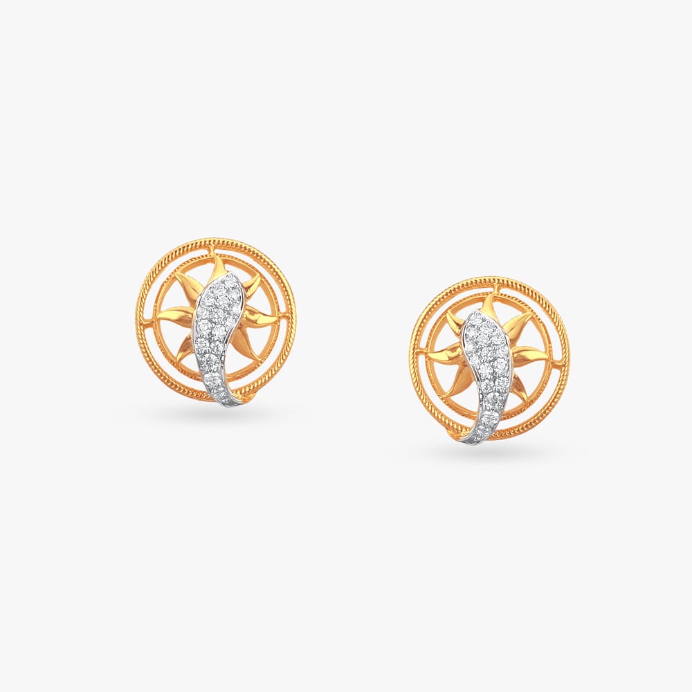 Radiant Wheel Diamond Stud Earrings,,hi-res image number null